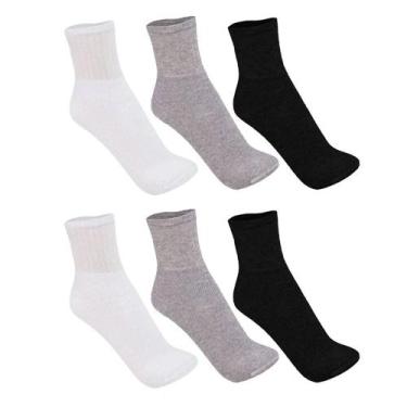 Imagem de Meia Esportiva Cano Médio Trifil Ref.8720 - Kit Com 6, Preto/Branco/Ci