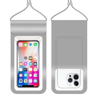 Imagem de HiRui Bolsa de telefone universal à prova d'água com tela sensível ao toque, capa impermeável IP68, bolsa seca para praia, compatível com iPhone 16/15/14/13/12/XR/SE, Samsung Galaxy, cabe até 6,1