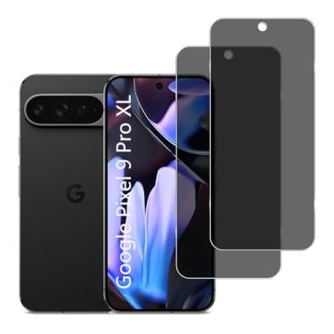 Imagem de YIFNTANG [Pacote com 2 protetores de tela de privacidade de vidro temperado para Google Pixel 9 Pro XL 5G, antiimpressões digitais, dureza 9H, antiespião, antiespião, compatível com Google Pixel 9 Pro