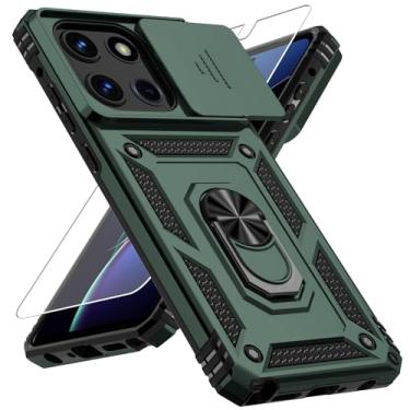 Imagem de Weycolor Capa para Moto G Stylus 2025 com capa para lente de câmera, protetor de tela HD, proteção contra quedas de grau militar de 3 m, suporte de anel magnético, capa protetora para celular, verde