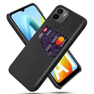 Imagem de Capa para Xiaomi Redmi A1,Tela e tampa de couro PU,Antideslizante,360°cobertura completa à prova de choque com 1 slot de cartão atrás,Prevenção de queda-Black