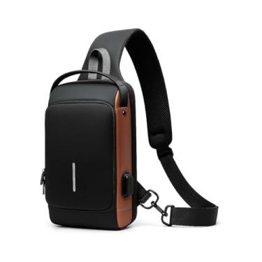 Imagem de Bolsa Transversal Antifurto com USB Resistente a Água Bloqueio com Senha Shoulder Bag Tiracolo Unissex Carregador Cadeado