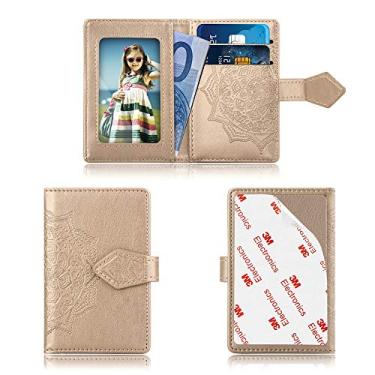 Imagem de Carteira para celular MEUPZZK Slim 3M adesiva para cartão de crédito, suporte para carteira para celular, iPhone, Android/Samsung Galaxy e a maioria dos smartphones, M-Gold