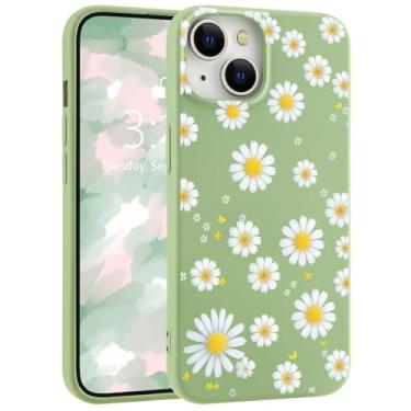 Imagem de LuminousGuard Capa para iPhone 7/8/SE 2020, linda margarida verde, silicone líquido, capa protetora de borracha de gel macio para mulheres e meninas