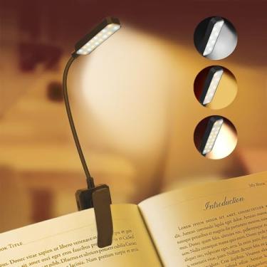 Imagem de Luminária para Leitura de Livro, Luminaria para Livro, Luminaria de Leitura, Luz de Leitura de Livros Recarregável - 3 Temperaturas de Cor, Brilho Ajustável