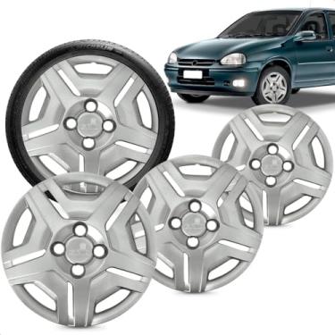 Imagem de Kit 4 Calotas Corsa Classic Aro 13 Prata Cubo Baixo Grid