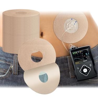 Imagem de LiangMai Pacote Com 20 Adesivos Universais Para Bombas De Insulina E Cgm, Furo 2 Cm, Impermeáveis Respiráveis, Fita Pré-Cortada, Proteção, Sensor Longa Duração, Adequados A Pele, Bege