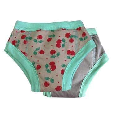 Imagem de Kit desfralde - 02 Calcinhas de treinamento para o Desfralde Infantil Cereja com Cinza (P (01 ano))