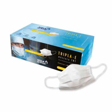 Imagem de Mascara Descartável Volk Tripla E TNT Tamanho Único Cor Branca 50 Unid