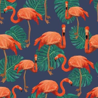 Imagem de Papel de parede flamingo e folha verde 45 cm x 300 cm moderno estético removível papel de contato vinil animais e plantas papel de parede autoadesivo para armários de quarto, sala de jantar, cozinha