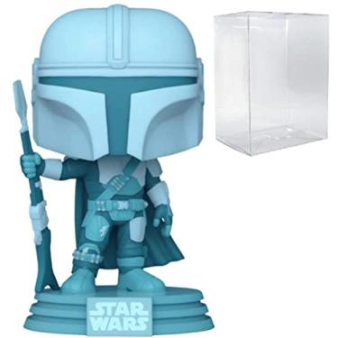Imagem de Star Wars: O Mandaloriano - Mandaloriano (Din Djarrin) Holograma que brilha no escuro exclusivo Funko Pop! boneco de vinil (combinado com capa protetora compatível com caixa pop)