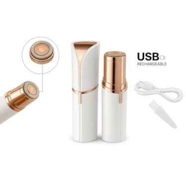 Imagem de Batom Depilador Facial Removedor de Pelos Recarregável USB, Portátil com Luz LED e Cabeça Magnética Aparador Buço Pelos