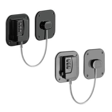 Imagem de Trava de geladeira à prova de crianças - Trava de segurança resistente para geladeira e freezer para bebês e crianças, trava de armário de cozinha fácil de instalar (preto e cinza, 2)