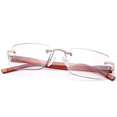 Imagem de MIRYEA Óculos De Leitura Bifocais Sem Aro, Com Dobradiça Mola, Fotocrômicos, Sol Transição, Bloqueio Luz Azul Para Computador, Proteção Uv400, Antirreflexo Jogos, Homens E Mulheres