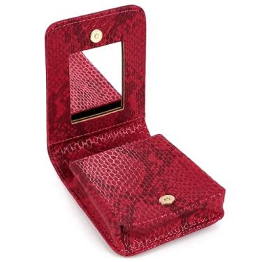 Imagem de Biiange Suporte de batom vermelho, estojo de batom com espelho, mini suporte de maquiagem portátil para mulheres e meninas, para uso externo, bolsa de cosméticos de viagem (1 peça)