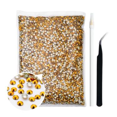 Imagem de Duflash 18.000 peças de strass plano de resina dourada, strass de resina gelatinosa de 5 mm sem hotfix maior quantidade atacado para artesanato design DIY, copos, roupas, maquiagem, arte de unhas