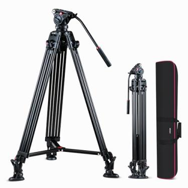 Imagem de VILTROX Tripé De 74" Para Serviço Pesado, Vídeo Com Amortecimento Ajustável, Cabeça Fluida 360°, Placa Qr Universal Câmera Profissional, Panorâmica Flexível E Inclinação +90°/-75°, Carga Máxima 22 L