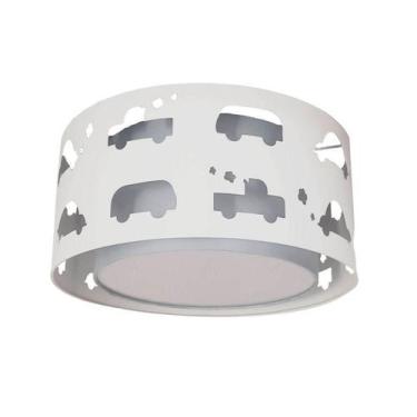 Imagem de Luminária Infantil Plafon Carrinhos Cinza 30x16 - Tom Luz, Bivolt