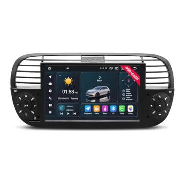Imagem de Rádio veicular para Fiat 500 2007-2015 com tela sensível ao toque QLED IPS de 7 polegadas, suporte estéreo de carro Android 14, sem fio, Android Auto e Carplay, rede 4G LTE/WiFi, Bluetooth, SWC, GPS