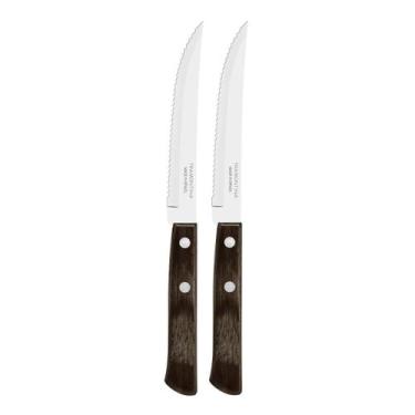 Imagem de Kit 2 Facas de Churrasco Tramontina Polywood Inox Cabo Castanho