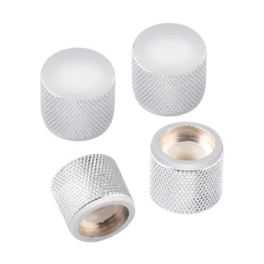 Imagem de Metallor Botões de guitarra serrilhada, botão de tom de volume, botões de controle de velocidade, eixo de 6 mm, estilo cúpula de metal para guitarra elétrica ou baixo Strat Tele Telecaster, acessórios
