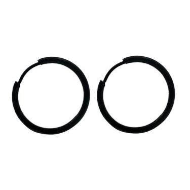 Imagem de Brinco Masculino Feminino Argola preto 16mm Furo Aço Inox 1 par - HHW,