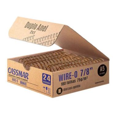 Imagem de Wire-o para encadernação A5 7/8 2x1 para 180fls bronze 24un - Cassmar