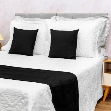 Imagem de Kit Peseira Super King + 2 Capas De Almofadas Piquet Favinho (Preto)