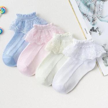 Imagem de Meias De Renda Com Babados Para Meninas, 4 Pares, Estilo Princesa, Pro