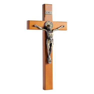 Imagem de Crucifixo de parede KUXBET de madeira Jesus Cristo 25,3 cm