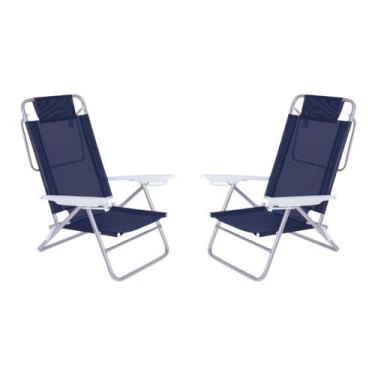 Imagem de kIT 2 Cadeiras 6 Posições Azul Escuro Summer - Mor