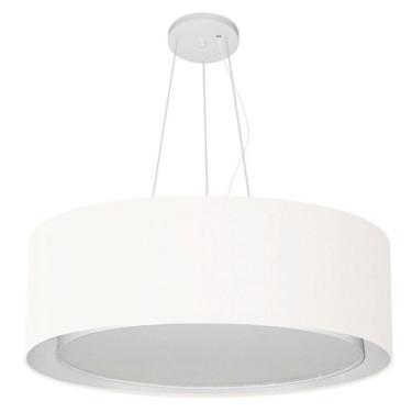 Imagem de Lustre Pendente Cilíndrico Duplo Vivare Md-4125 Cúpula Em Tecido 60x25cm - Bivolt Branc...