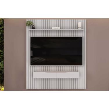 Imagem de Rack Bancada c/ Painel p/ TV até 65 Pol Pratic Ripado 2 Gavetas 183x240cm Bali - DJ Móveis