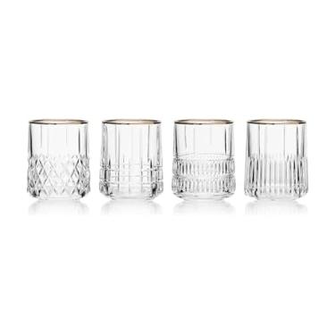 Imagem de Mikasa Carrick Gold Conjunto de 4 copos duplos Old Fashioned Whisky Rocks, 350 ml