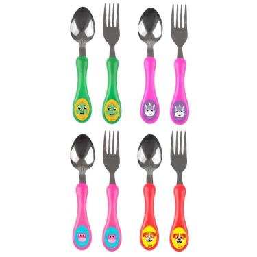 Imagem de Kit Talheres Bebe Infantil Aço Inox Conjunto Garfinho E