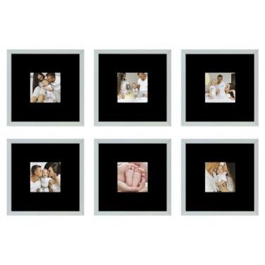 Imagem de Kit 6 Quadros Porta Retrato Foto 10x10 Paspatur Preto 20x20 - SHD Sole