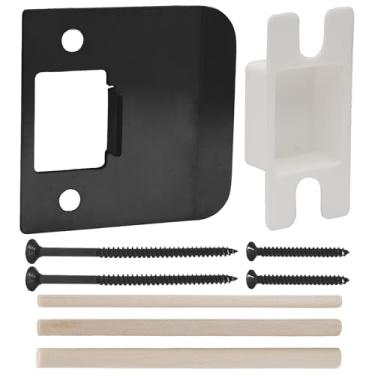 Imagem de HARSKIYER Placa de batente estendida, kit de reparo de fechadura de porta de aço inoxidável de 2 1/4 x 2-1/4 polegadas com calço espaçador, extensor para batentes mais largos, engajamento de trava