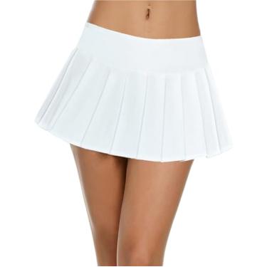 Imagem de Avidlove Minissaia feminina plissada cintura alta tênis branca uniforme escolar saia patinadora para festa casual diária XGG