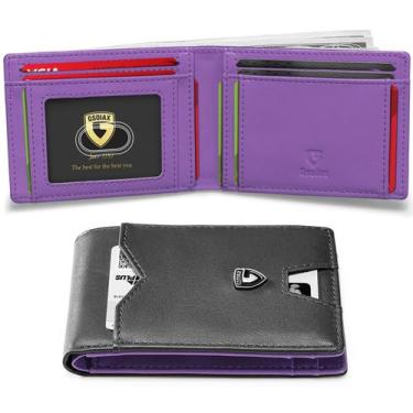 Imagem de Carteira GSOIAX Carteira fina para homens, bloco RFID de couro genuíno