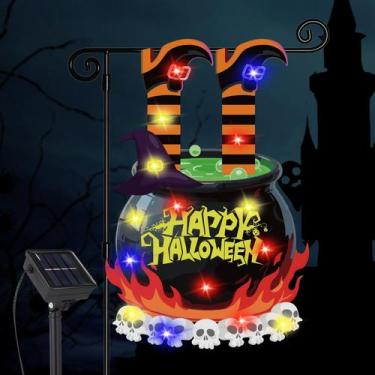 Imagem de Bandeira de jardim de Halloween movida a energia solar GOAUS 30x46 cm 