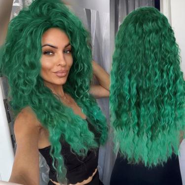 Imagem de Peruca GNIMEGIL Green Ombre 66cm Curly Sintética para Mulheres
