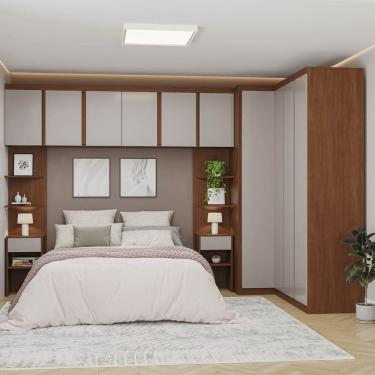 Imagem de Guarda-roupa Modular 8 Peças 10 Portas Arani Cabecasa Madeiraoriginals Cinamomo/ Off White