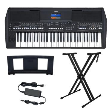 Imagem de Kit Teclado Arranjador 61 Teclas PSR SX600 com Fonte Bivolt Yamaha e Suporte em X
