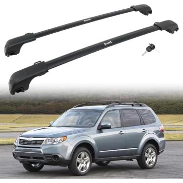 Imagem de HEKA Barras transversais de teto de 118 kg, adequadas para Subaru Forester 2009-2013, totalmente em alumínio, com trilhos laterais, bagagens pretas, caiaques, bicicletas, canoa, pranchas de surf