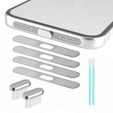 Imagem de Plugue de poeira USB C, capa de porta USB C, capa de plugue USB C com protetor de alto-falante capa protetora contra poeira compatível com iPhone 17 Pro - prata