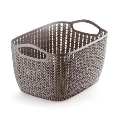 Imagem de Cesto Plástico Organizador Trançado Largo Extra Grande Marrom Ordene, 