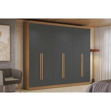 Imagem de Guarda Roupa Casal 6 Portas e 3 Gavetas T580 Canela/Grafite - Kappesbe