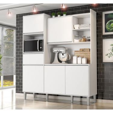 Imagem de Cozinha Compacta Kit Isabel 5 Portas 1 Gaveta e Nicho P/ Microonda - Branco AJL 
