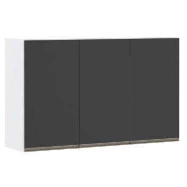 Imagem de Armário Perola 120cm 3 Portas Branco Polar C/Preto Txt