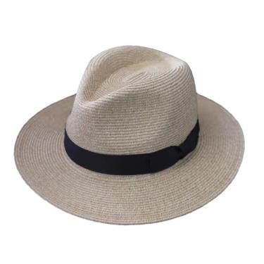 Imagem de Chapéu de palha masculino de verão feminino chapéu de palha chapéu de sol elegante boné de presente de banquete cáqui M 55-57 cm